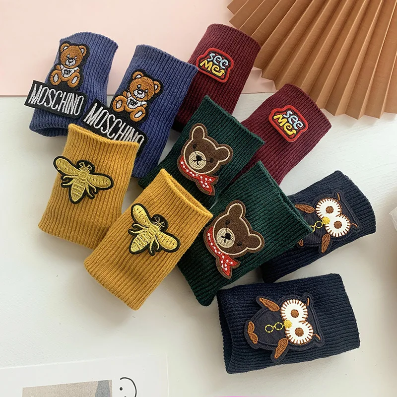 

5Pairs/Lot Children Socks Double Needle Socks 2022 Autumn Winter teenagers Embroidered Letter Cartoon Boys Girls Straight Socks