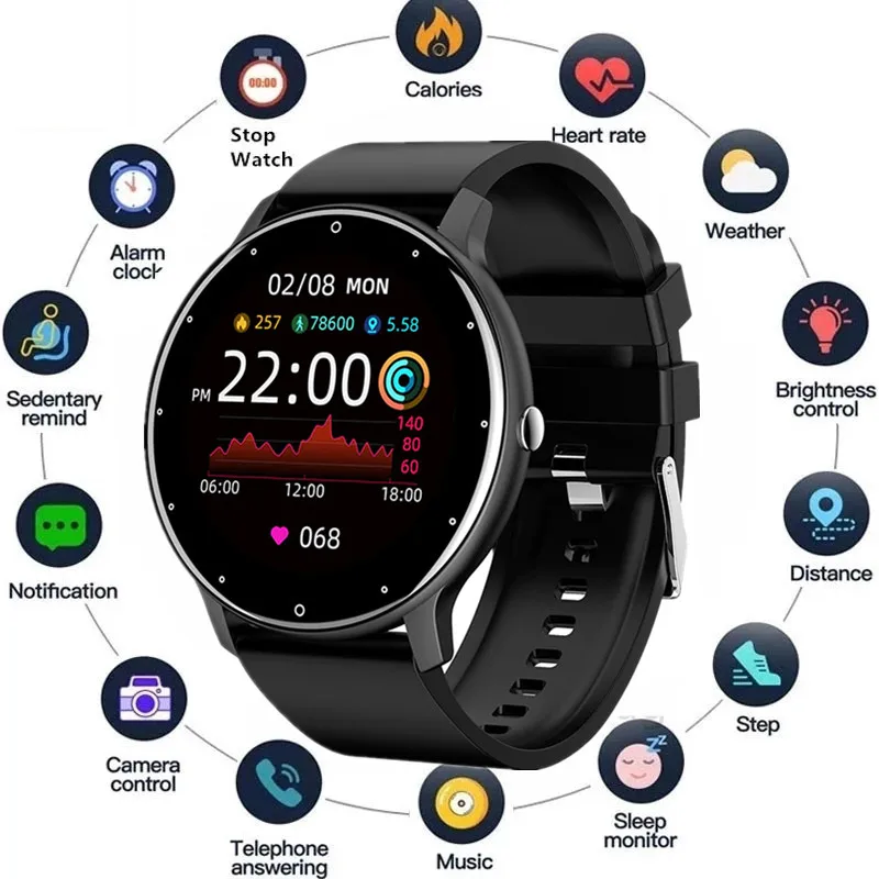 

Смарт-часы ZL02 для мужчин и женщин, фитнес-браслет с поддержкой Bluetooth, с пульсометром, тонометром, для Xiaomi, Android, IOS