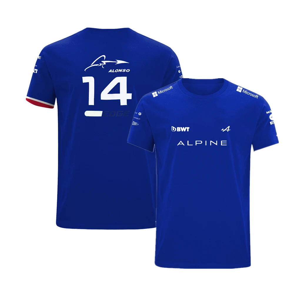 2022 рубашка с коротким рукавом для команды Formula One Alpine F1 синяя официальная летняя
