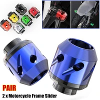 2x motorcycle frame slider anti falling protection aluminum alloy cnc front rear fork wheel crash protector motorcycle products