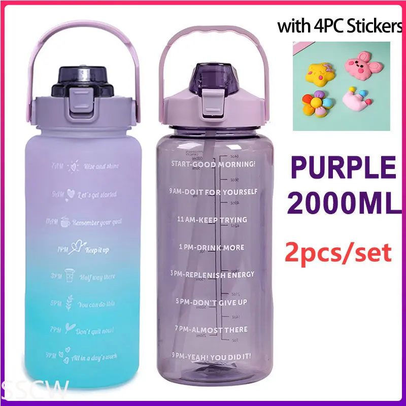 Plastic Women Men Sports Bicycle Water Bottle With Straw Transparent Up