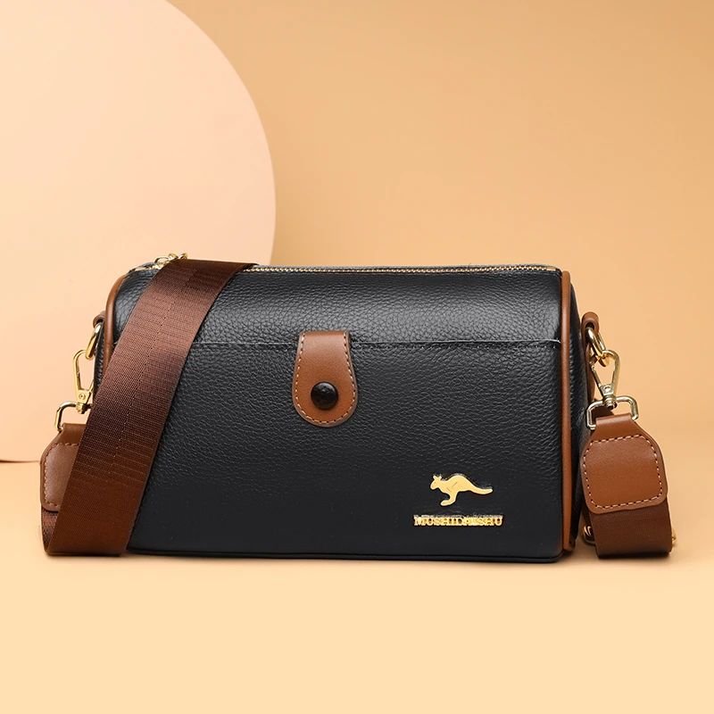 

Ladies Fashion Crossbody Bag for Women High Capacit Simple Shoulder Bag 100% Cow Leather Messenger Bag Wide Strap Handbags Purse