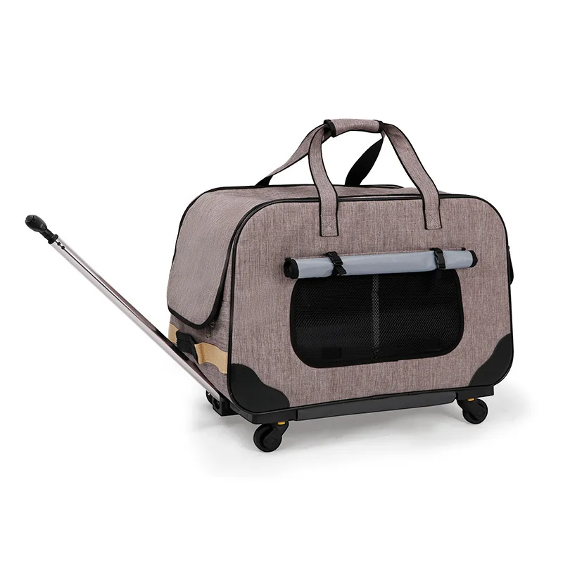 

Foldable Pet Trolley Case Carrier with Wheels Breathable Cat Carrier Airlines Approved Dog Travel Bag for Small Dogs