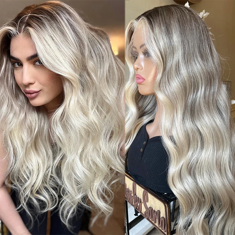 Full Lace Wig Light Ash Blonde Lace Front Wigs 13x6 Hd Human Hair Lace Wig Loose Body Wavy 100% Brazilian Virgin Hair Sale Top