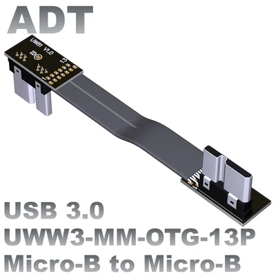 

USB3.0 Male To Male TX-TX OTG Extension Flat Cable Micro-B To Micro-B USB 3.0 Data Connector Wire Dual 90 Degree Riser Adapter
