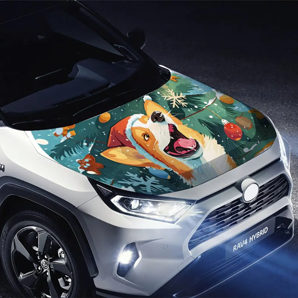 Милые рождественские животные собаки капот автомобиля цветная виниловая
