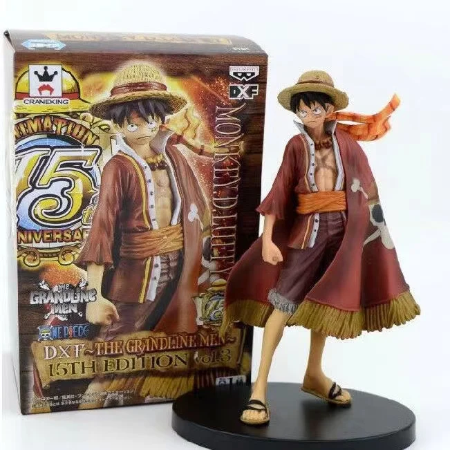 

High quality 15th Anniversary One Piece Banpresto D Luffy Standing Ver. PVC Action Figure Collection Model Toy with box 18cm