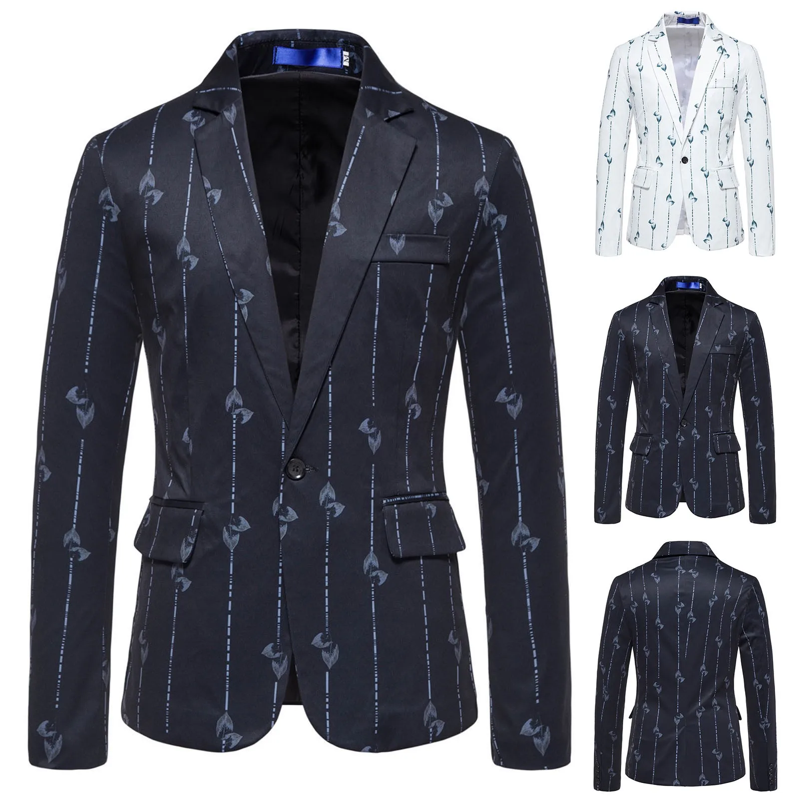

Men's Winter Jacket Coats Casual Striped Printing Jacket Light Business One-button Pocket Fashion Shirt Coat