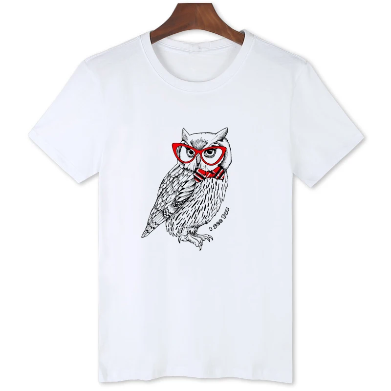 

Eyed Owl Funny Print T-Shirt Animal Series Men's Casual Short Sleeve Top Brand Hot Selling European Shirts B1-70