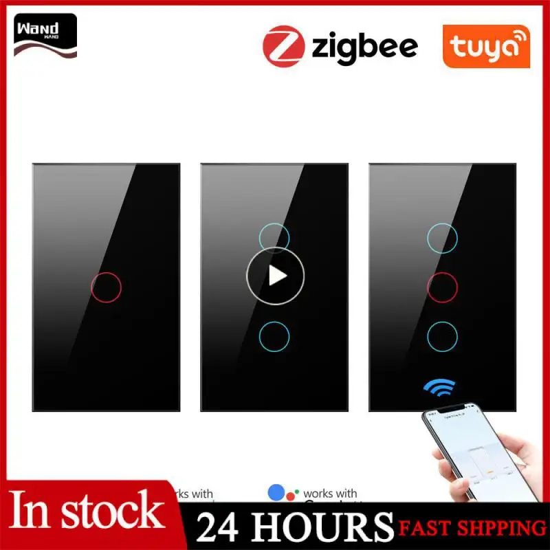 

Timing Tuya Switch Smart Life App Remote Control Light Touch Switch No Neutral Wire Required 1/2/3 Gang Glass Panel Zigbee 3.0