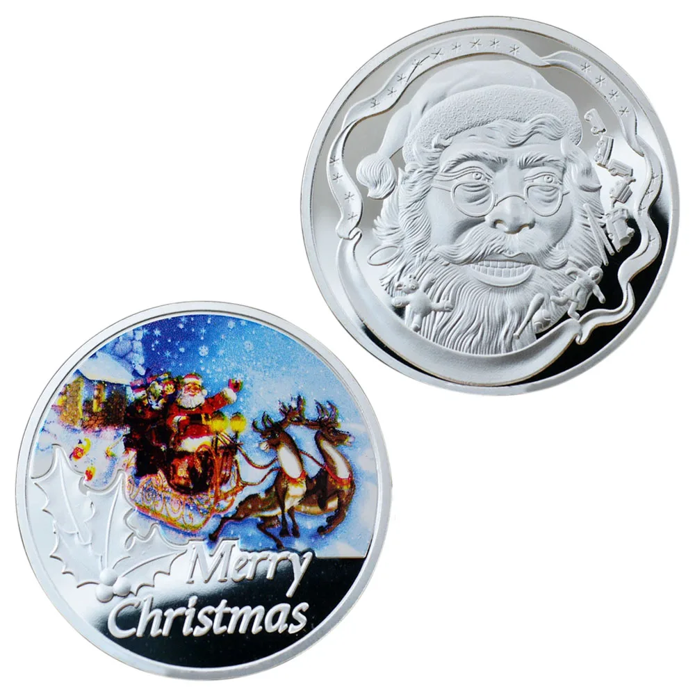 

Новогодний и Новогодний Декор для дома, сувениры и подарки Санта-Клауса, памятные монеты с серебряным покрытием Рождества