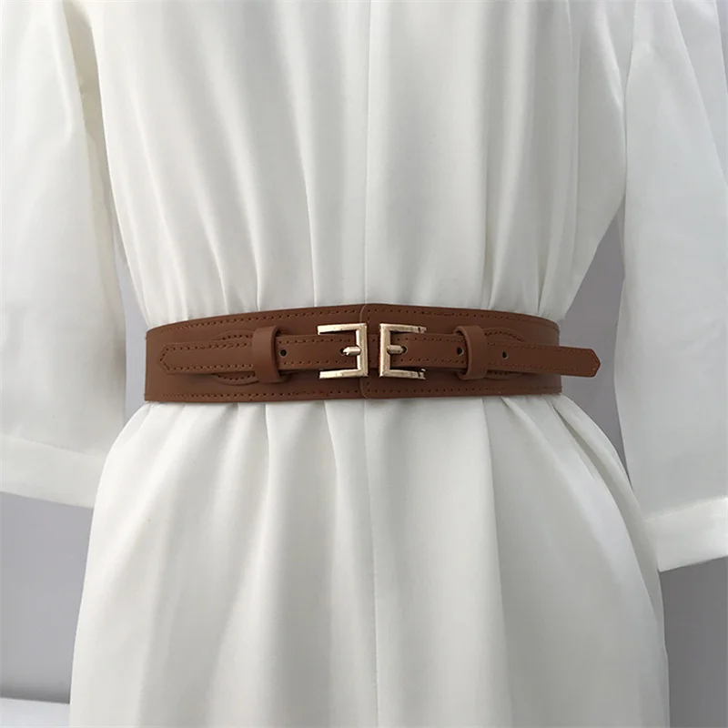 

Women Belts PU Leather Corset Belt Female Metal Buckle Belts For Ladies Leisure Dress Jeans Wide Waistband
