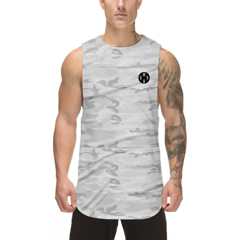 Майка мужская камуфляжная сетчатая модная быстросохнущая майка без рукавов для