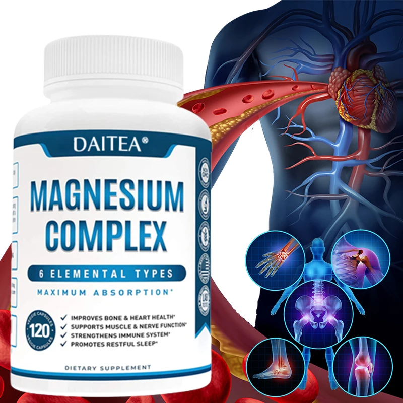 

Magnesium Complex Capsules - Supports Heart Health, Sleep, Joints, Muscle Relaxation, Stress Relief & Healthy Blood Sugar