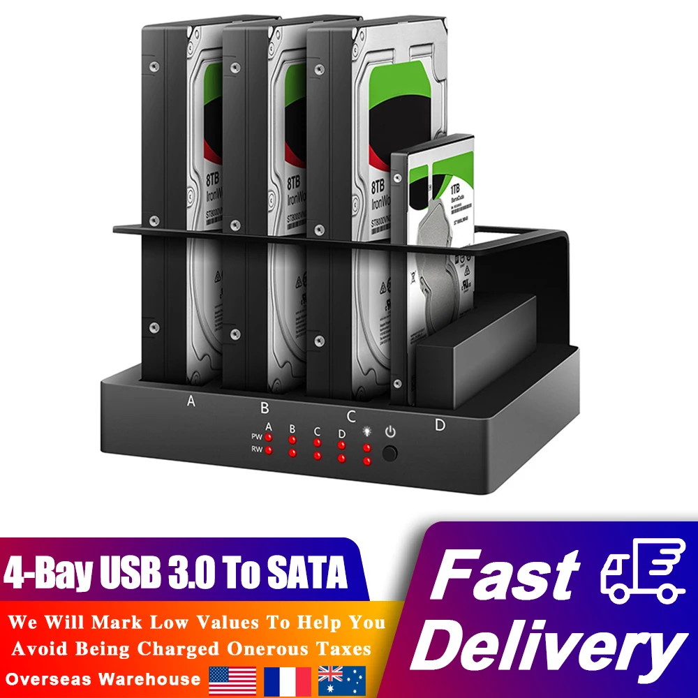 

4-Bay USB 3.0 HDD Enclosure SSD SATA Serial Port 2.5 Inch/3.5 Inch HDD Hard Drive Docking Station for Windows 7 8 8.1 10