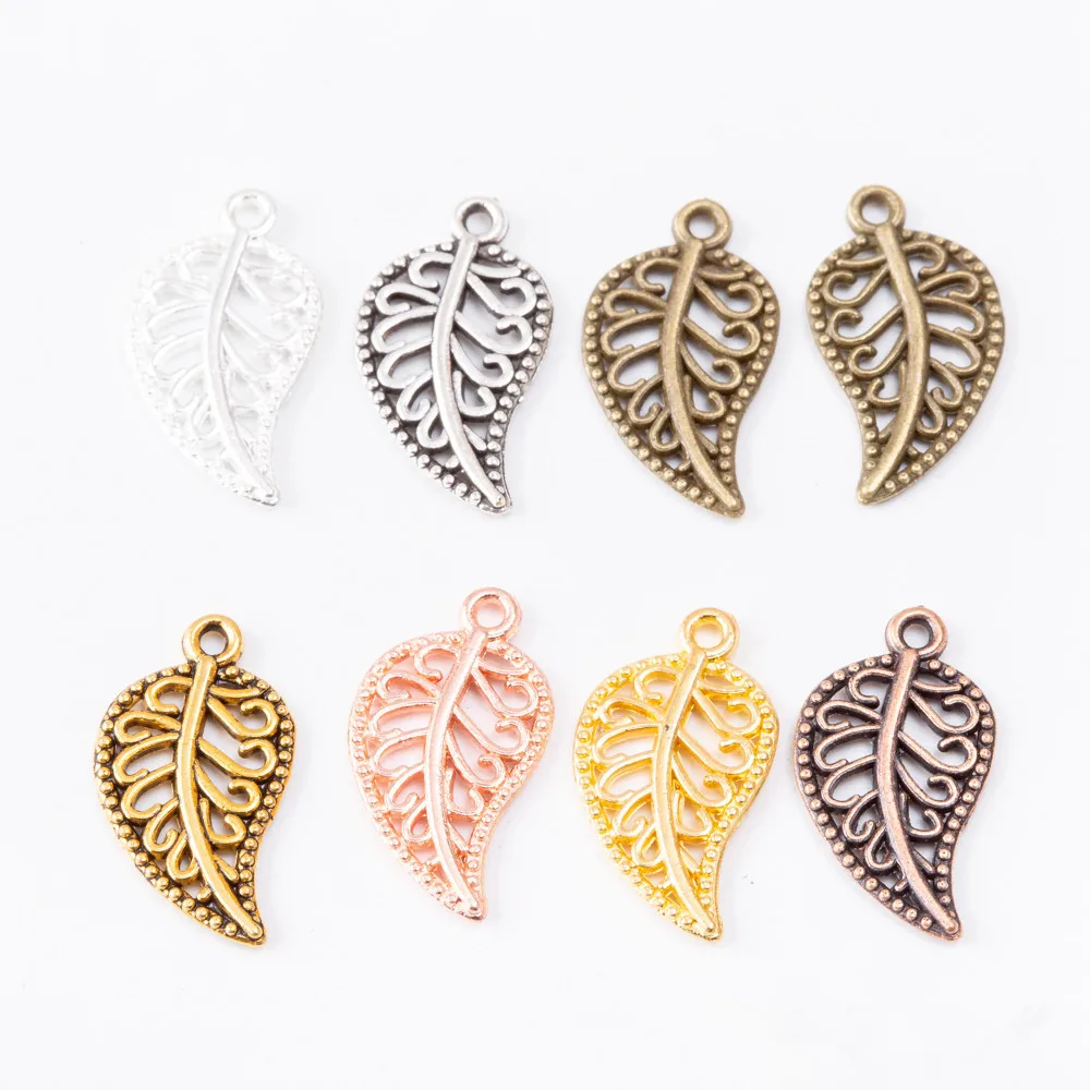 

30pcs/Lot DIY Plant Tree Leaves Pendants For Jewelry Making Supplies Filigree Charm Necklace Earrings Accessories Alloy Material