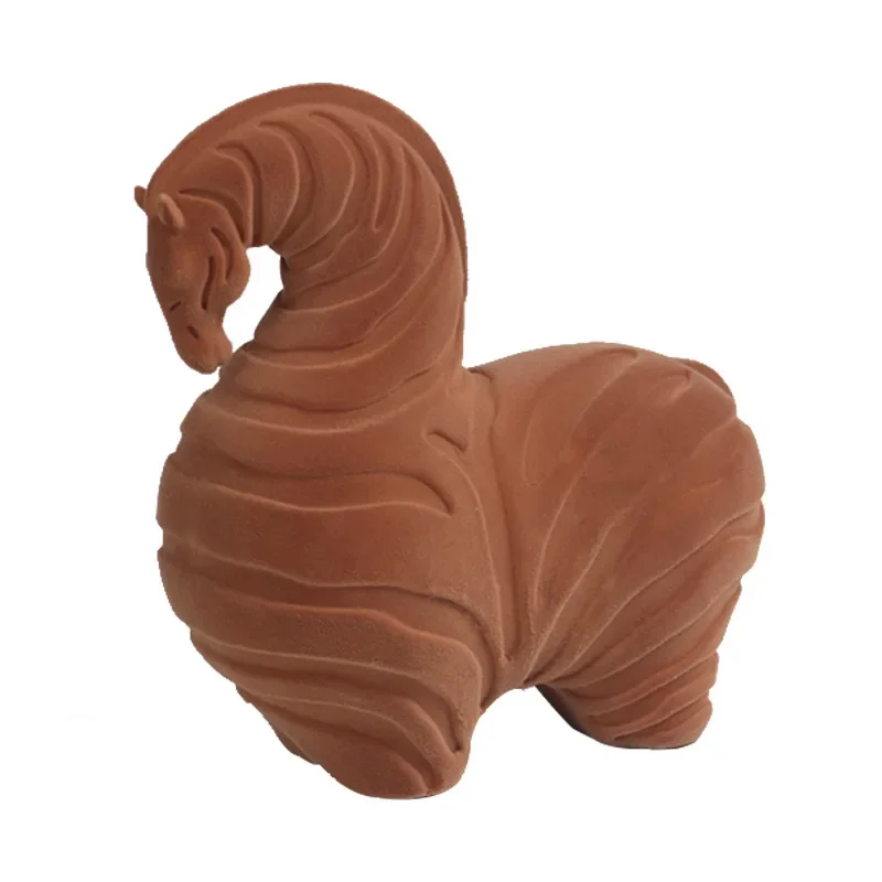 Home decoration cute flocking horse home jewelry ornament living room wine cabinet model