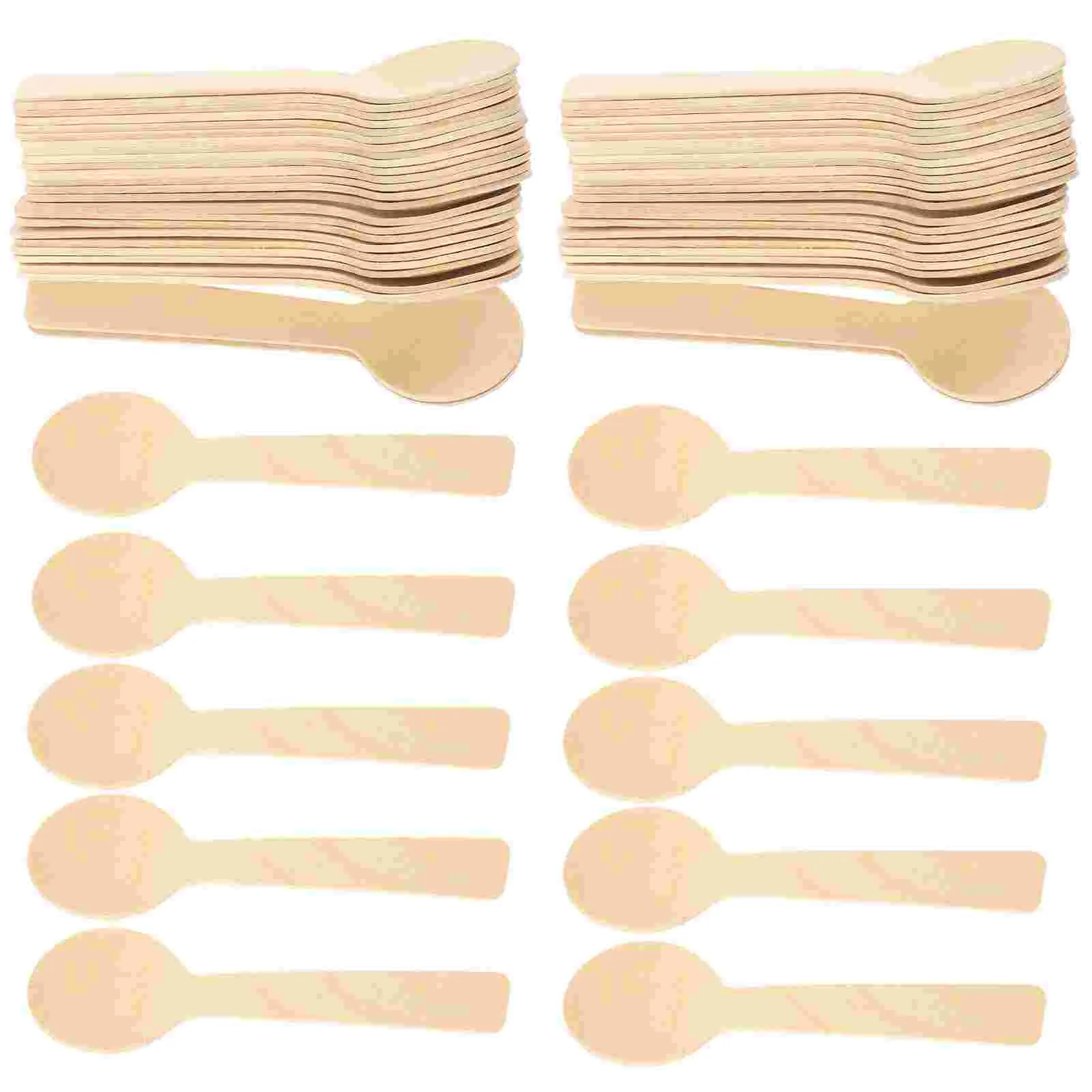 

100 Pcs Coffee Scoop Food Serving Spoons Birch Tea Ice Cream Tasting Mini Bamboo Dinner