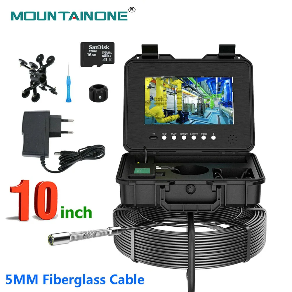 

Sewer Camera Pipe Inspection Endoscope 100meter 10inch IPS DVR AHD 1080P Video+Audio Recording 5X Image Enlarge Drain Borescope