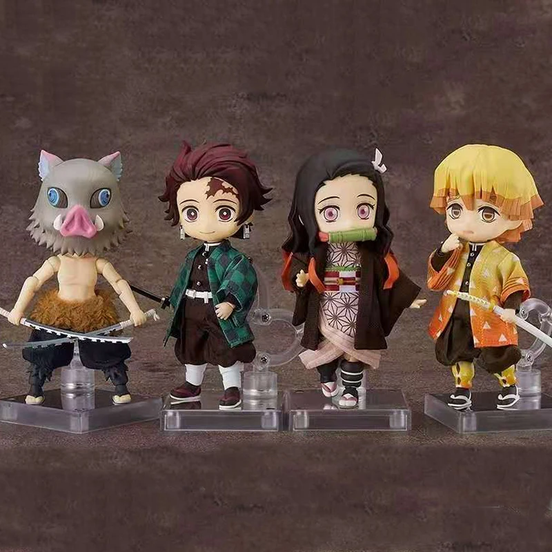 

10cm Demon Slayer Figure Toys Hashibira Inosuke Agatsuma Zenitsu Kamado Nezuko Kamado Tanjirou Q Version PVC Christmas Toy Gifts