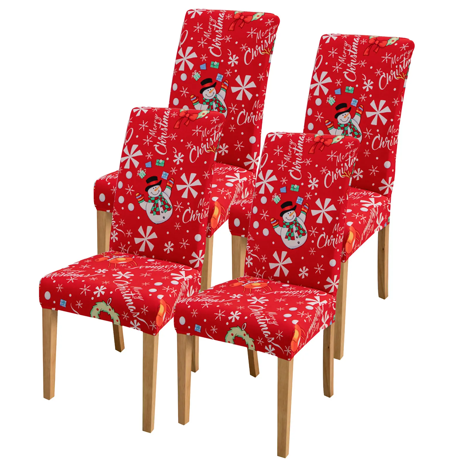 

Christmas Chair Covers Decoration 4 Pack Classic Stretch Removable Christmas Chair Protector With Christmas Trees Santa Claus