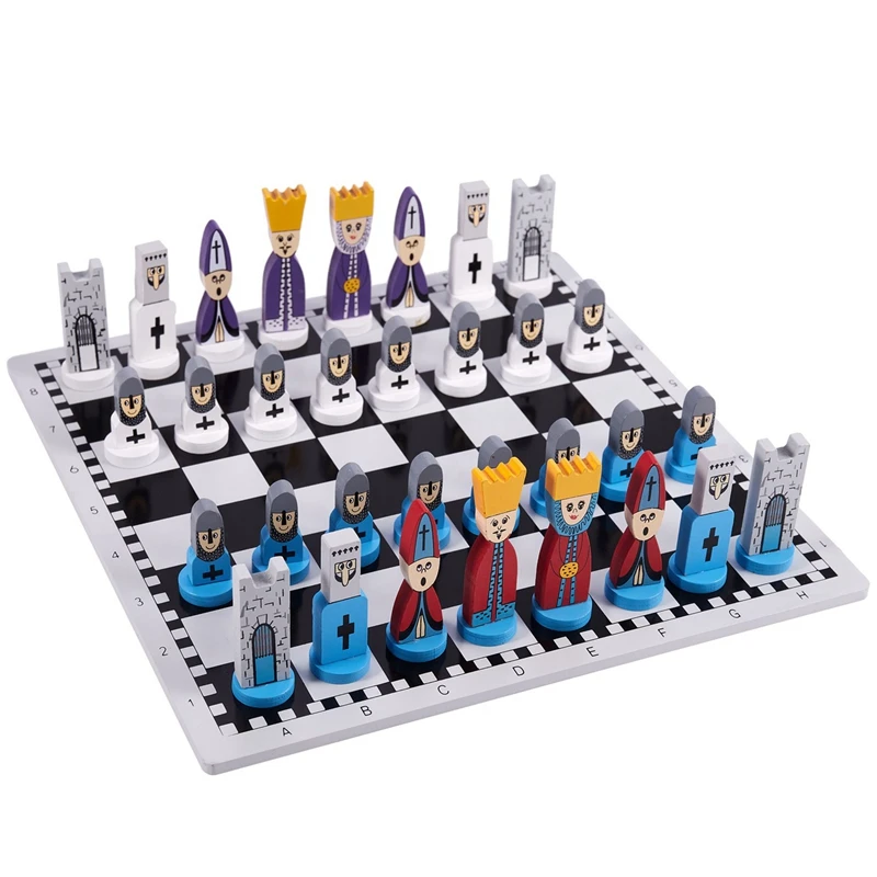 

Top!-2X Wooden Chess Children's Gifts Cartoon Modeling Chess Toys