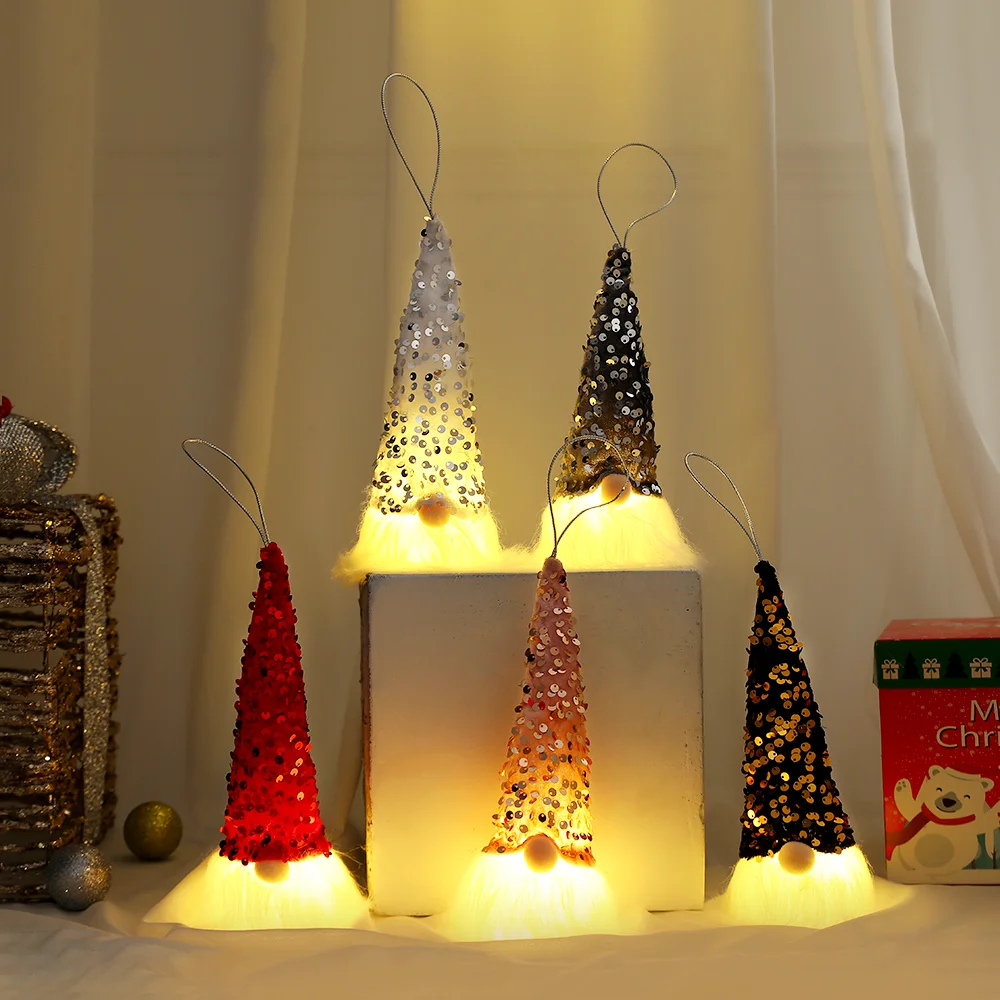 Светящийся гном Счастливого Рождества безликая кукла подвеска на