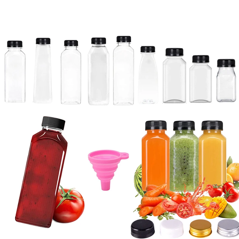 W/ Caps W/ Folding Funnelreusable Juice Bottles Juicing Drin