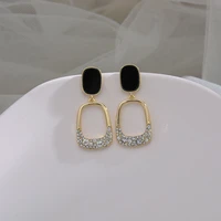 commuter square zircon drop earrings black dripping oil high quality without ear holes ear clip light luxury party studs jewelry