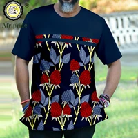 bazin riche african shirts for men short sleeve o neck casual blouse dashiki tops ankara attire traditional clothes a2212017