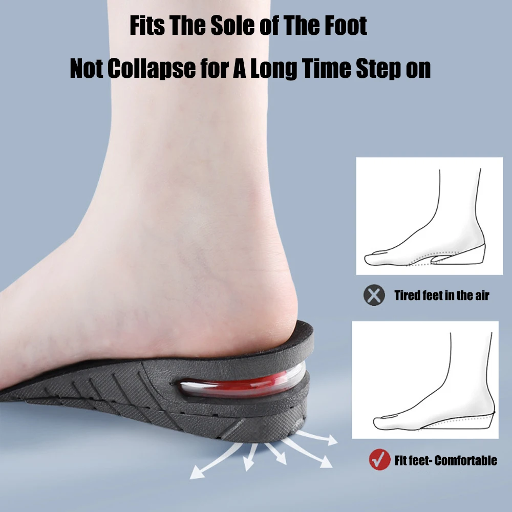 Adjustable Height Increase Insoles for Men Women Elevator Shoes Cushion Sneakers Heel Lifting Insert Heightening Insoles 3-7.5cm