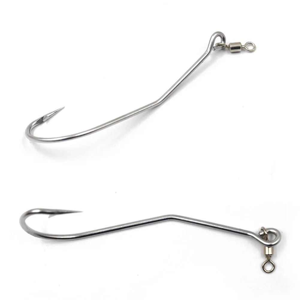

5Pcs Holographic Tube Silica Gel Material Codfish Eel Tube Jig Bait Shank Offset Hooks Octopus Hook for Fishing