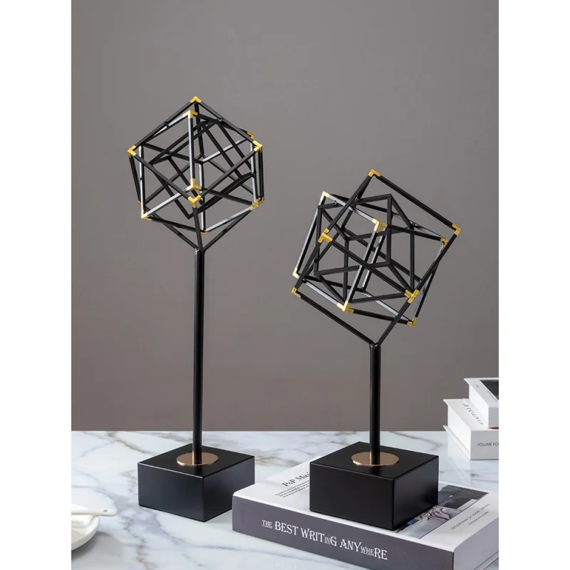 

Nordic Home Decor Minimalist Geometric Ornaments Living Room Decorations Creative Cube Room Light Luxury Craft Decor Accessories