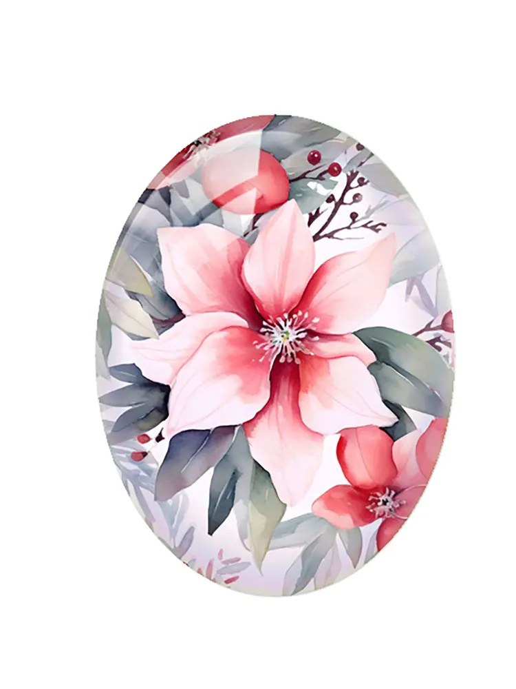 10 шт./партия Рождественский зимний цветок овальный фото стекло кабошон с плоской