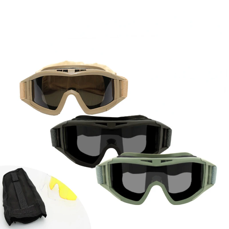

Тактические очки с 3 линзами, ветрозащитные военные армейские очки для стрельбы и охоты, очки для улицы, очки CS для военных игр, страйкбола, п...