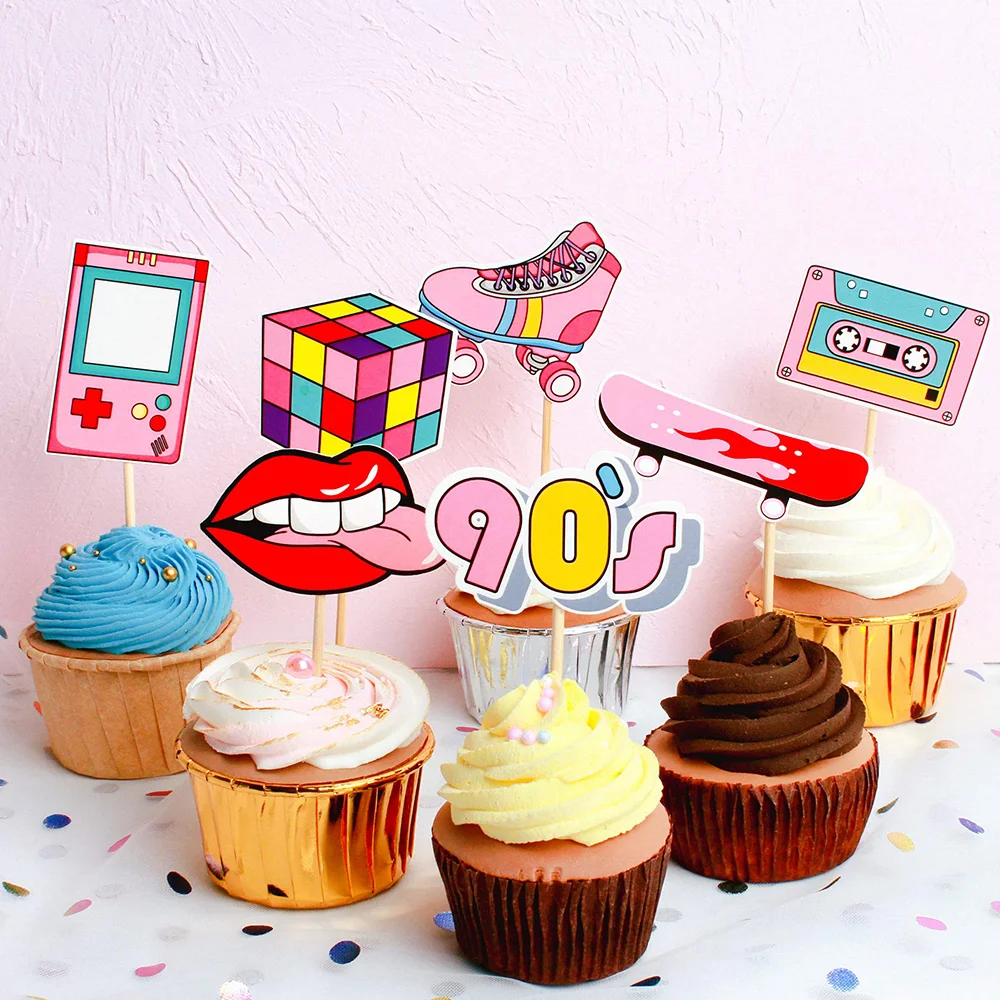 Набор декоративных топперов для кексов, десертов, в стиле ретро