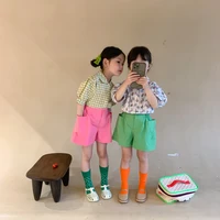 casual shorts girls cotton colorful loose shorts kids side big pocket korean style bottoms pants boy clothes for teens cute