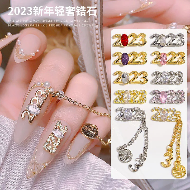

2pcs/5pcs 2023 Shape Nail Zircon Charm New Year Cartoon Rabbit Pendant Manicure Decoration Glitter Luxury Nail Diamond Supplies