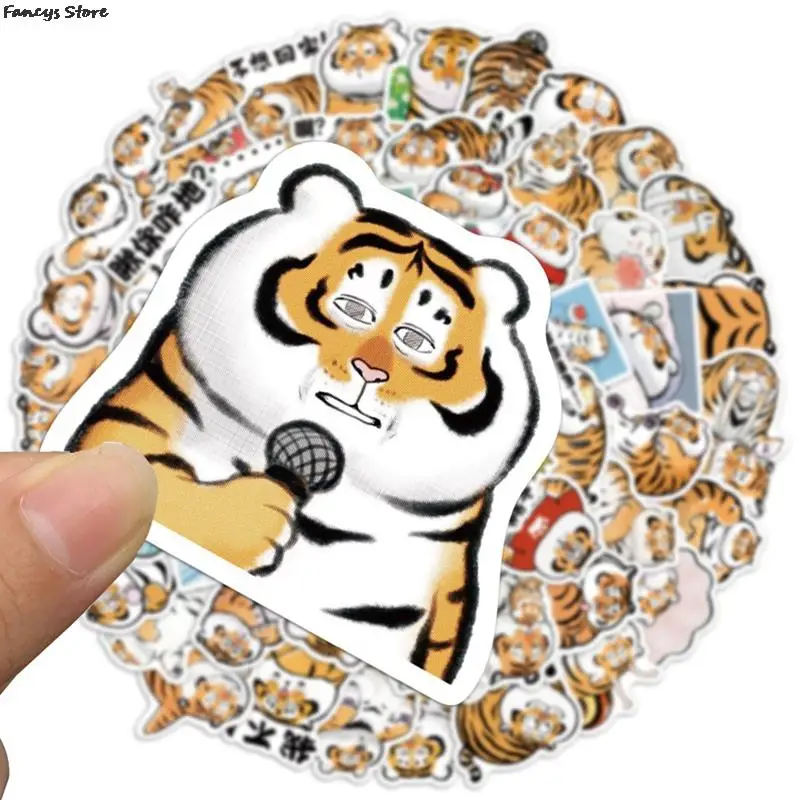 Japanese Cute Tiger Sticker Mobile Phone Case Water Bottle Suitcase Hand Ledger DIY Gift Fat Tiger Stickers For Kids Decor 2022