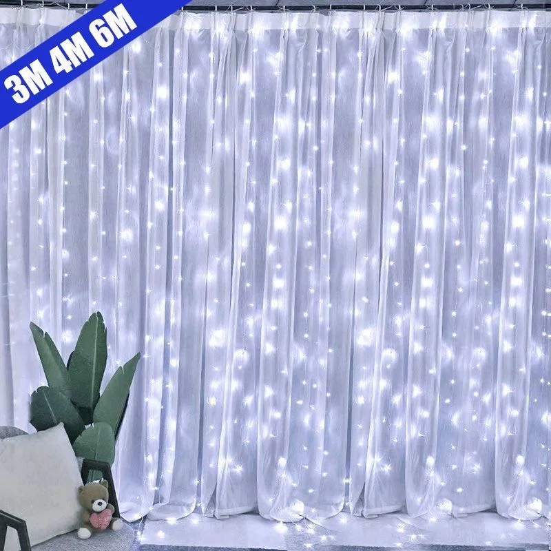 

3/4/6M LED Garland Curtain Lights 8 Modes USB Remote Control Fairy Lights String Wedding Christmas Decor for Home Bedroom Lamp