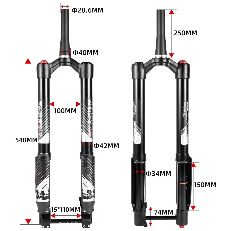 Фото Амортизационная вилка NANLIO Single Crown Inverted MTB 26/27.5/29