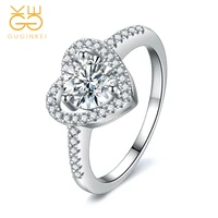 guginkei classic luxury simple hollow heart shaped zircon rings women wedding engagement jewelry 925 sterling silver ring gift