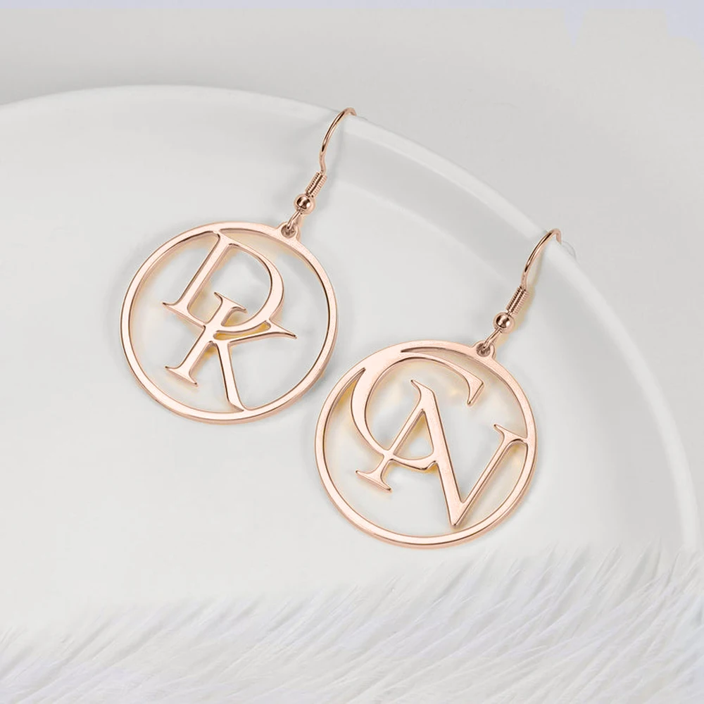 Personalized Hoop Earrings Custom Name Initials Letter Stainless Steel Big Earring for Women Trendy Gold Jewelry Aretes De Mujer
