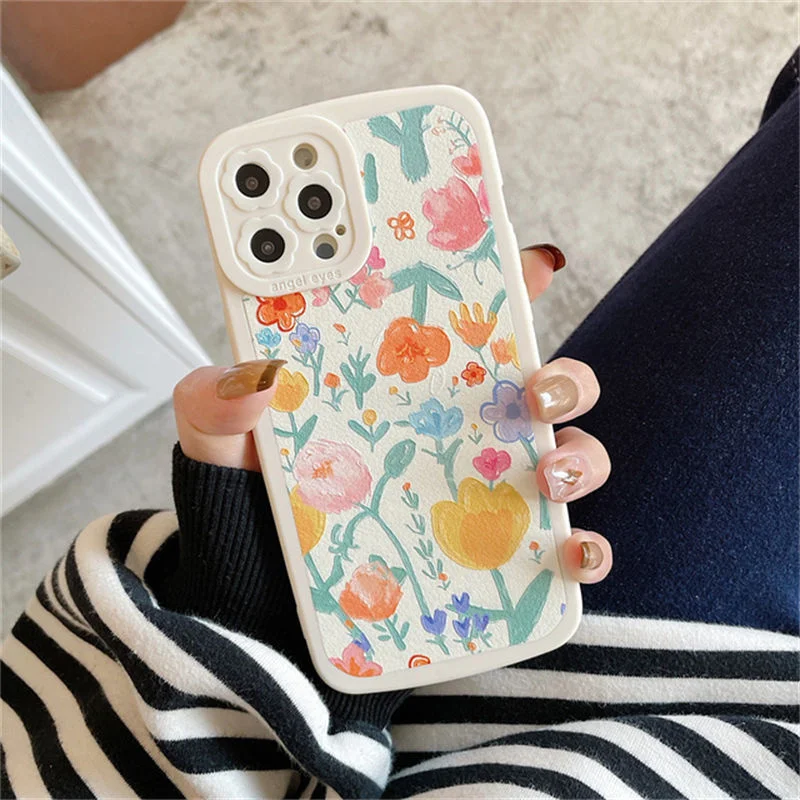 Чехол с акварельным цветочным рисунком чехол для камеры мягкая и красивая