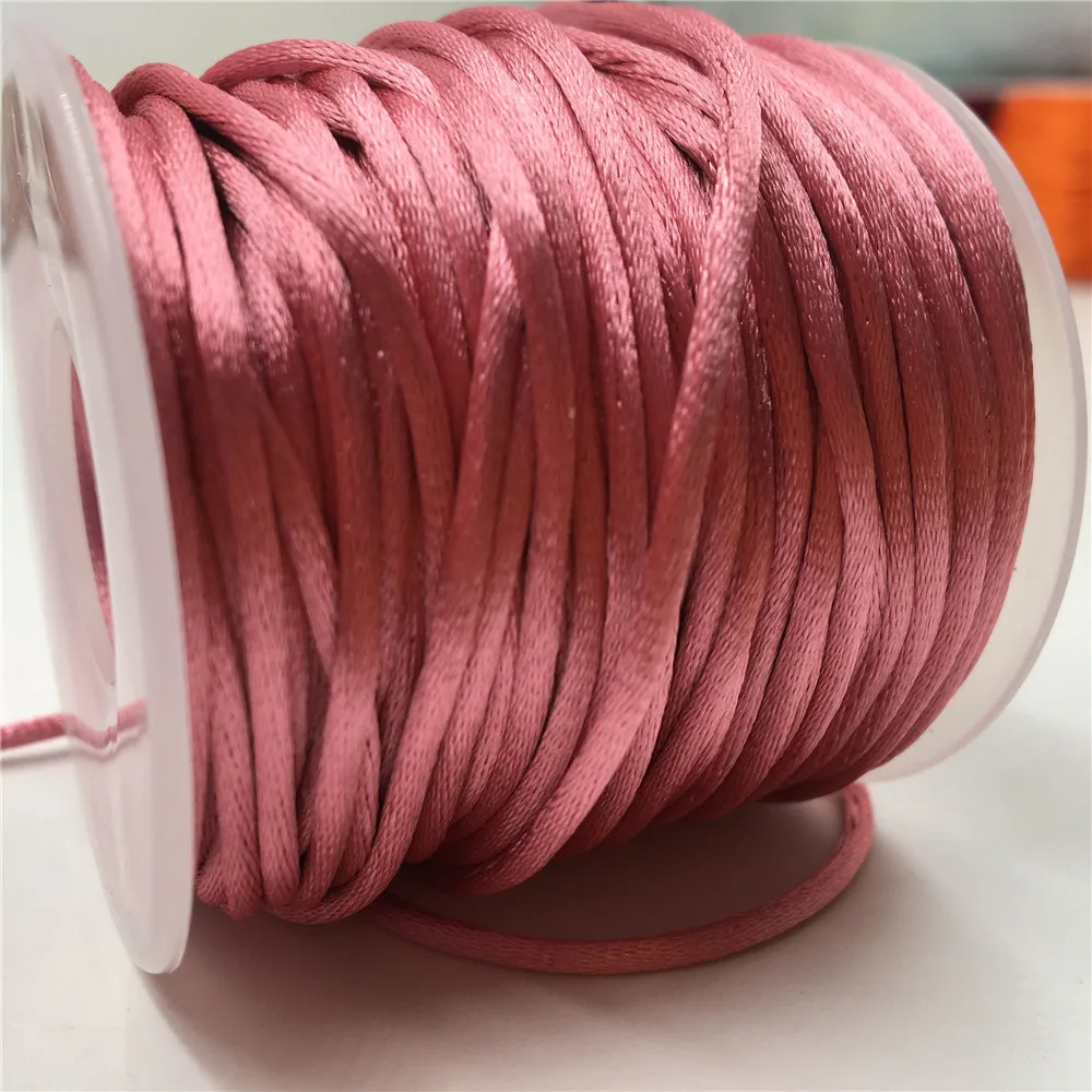 

2mm Dusty Pink Rattail Satin Cord Thread Chinese Knot Macrame Bracelet Braided String DIY Tassels Beading Thread 10-225meters