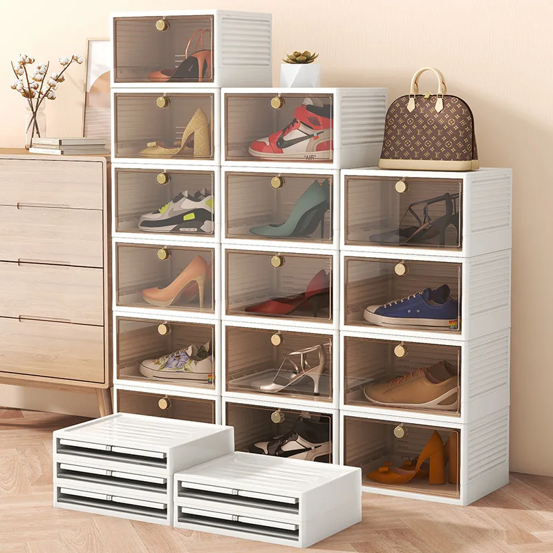 

DIY Combination Folding Shoe Box Transparent Drawer Type Thickened Plastic Shoe Rack Home Organizer Shool Dormitory Shoe Cabinet