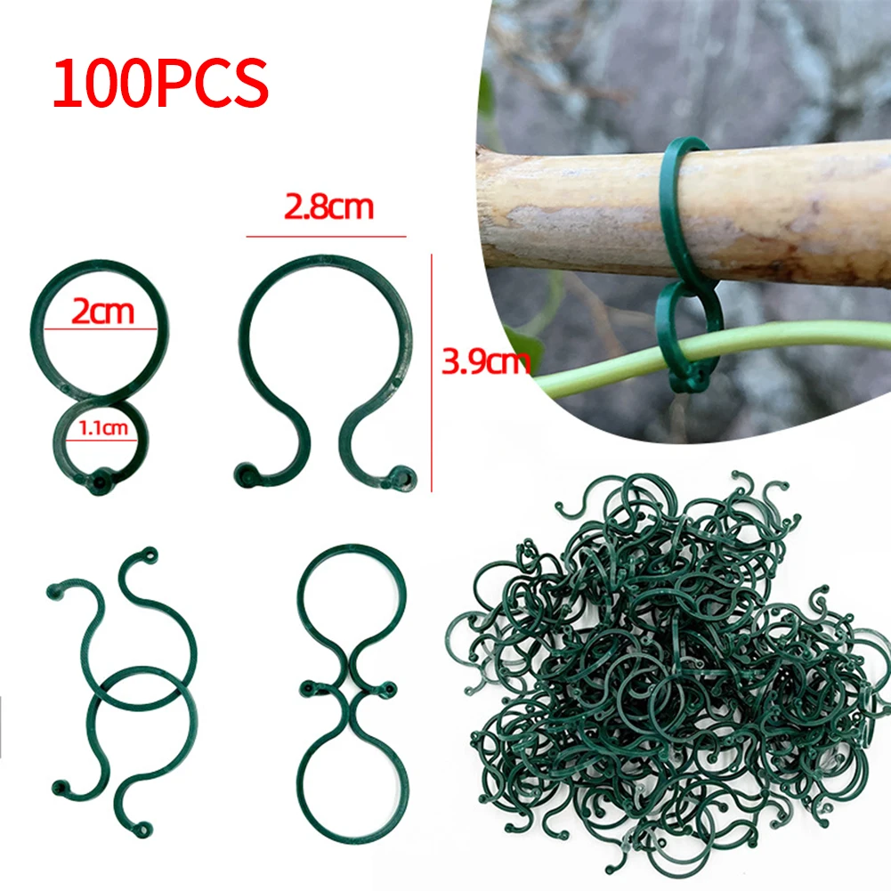 

100pcs Garden Plant Clip Garter Plant Tomato Clip Reusable Fruits Vine Grow Support Holder Straps Greenhouse Seeds Vines Clamp