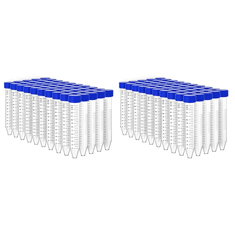 

NEW-100Pcs Conical Centrifuge Tubes 15Ml With Screw Caps, Graduated And Write Marks Lab Test Container