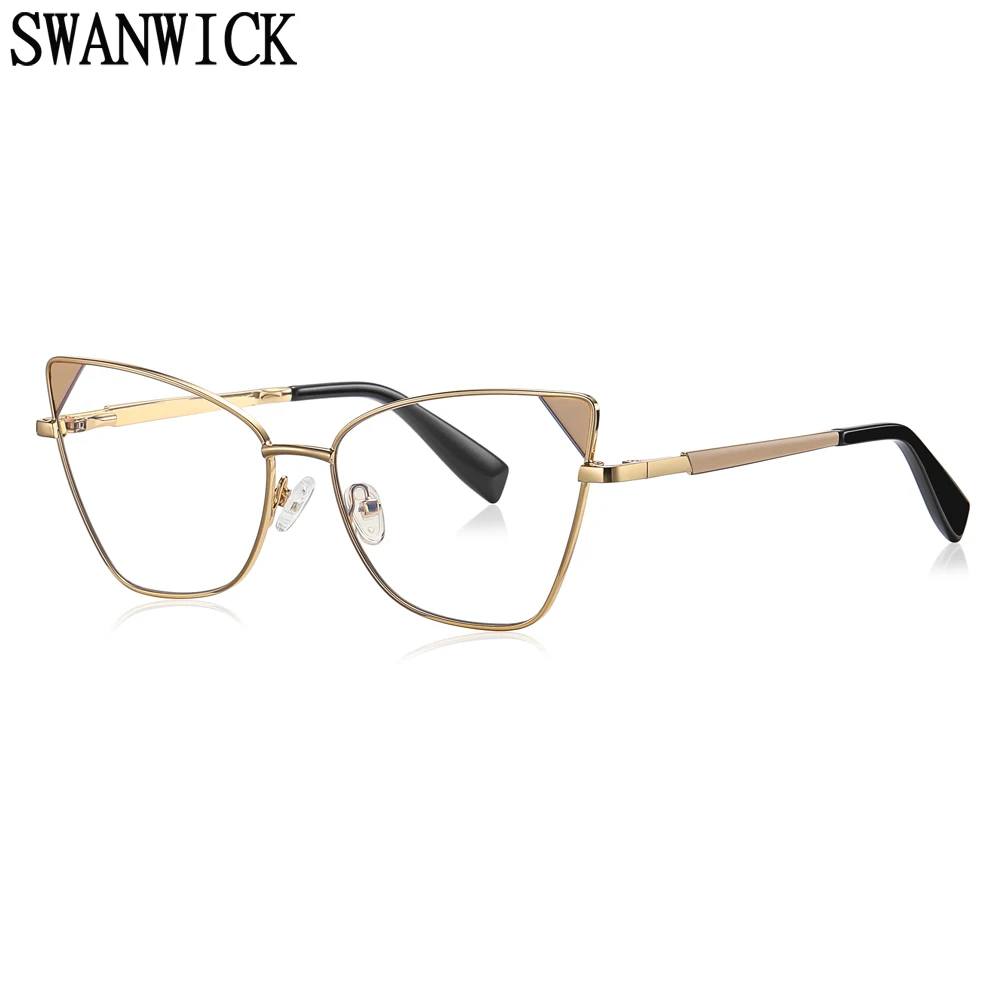 

Женские Модные металлические очки Swanwick «кошачий глаз» винтажные очки с защитой от синего света конфетных цветов женские очки аксессуары пр...