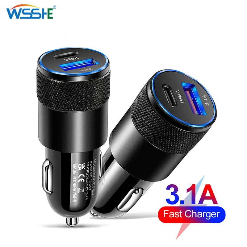 

PD Car Charger 12W Car Phone Charger USB Type C Fast Charging In Car USB-C Adapter for Mobile Xiaomi Note 11 IPhone 13 12 QC 3.0